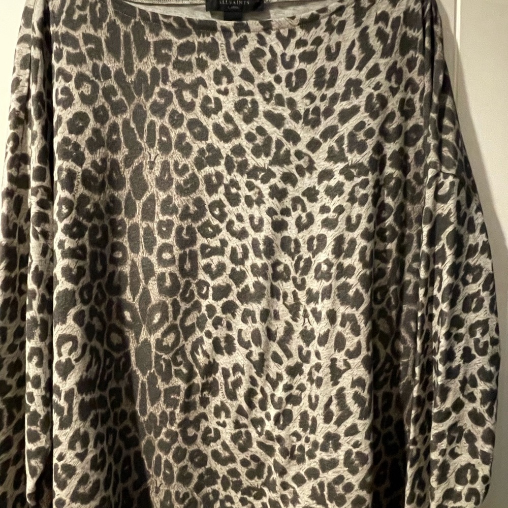 All Saints Animal Print Top - Black and Gray